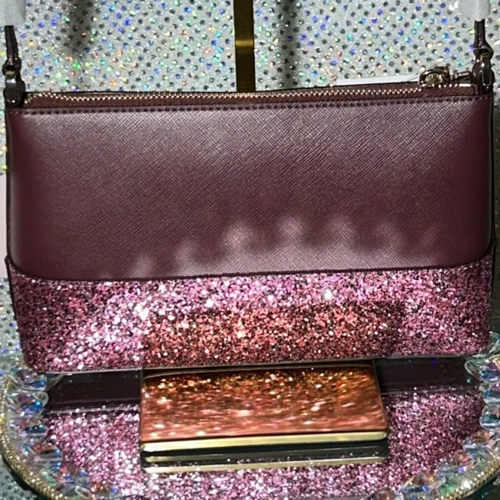 NWT Kate Spade Purple and Pink Glitter Shoulder Bag